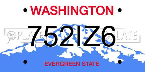 752IZ6 Washington License Plate