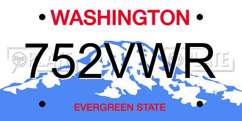 752VWR Washington License Plate