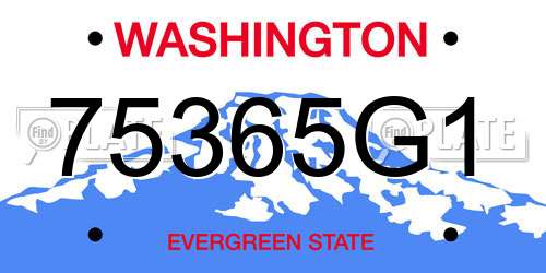 75365G1 Washington License Plate