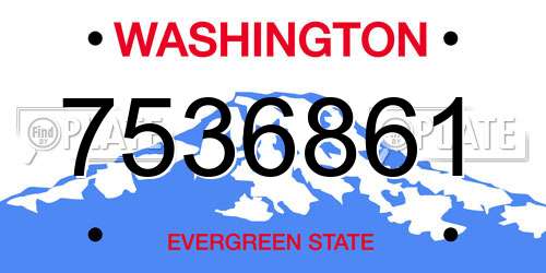 7536861 Washington License Plate