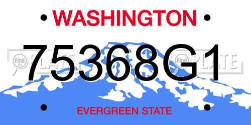 75368G1 Washington License Plate