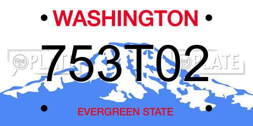 753T02 Washington License Plate