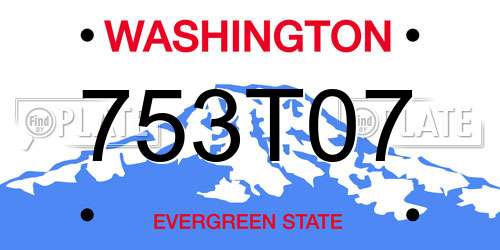 753T07 Washington License Plate