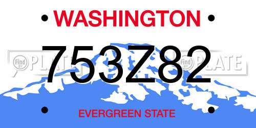 753Z82 Washington License Plate