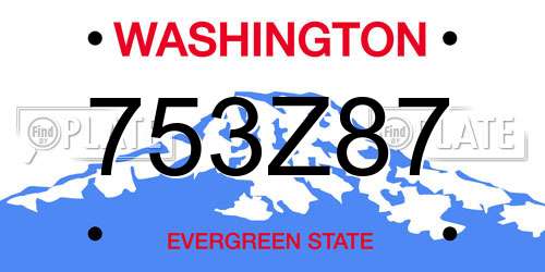 753Z87 Washington License Plate