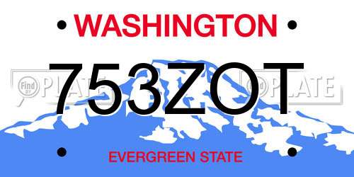 753ZOT Washington License Plate