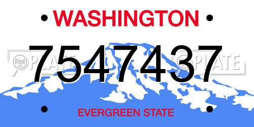 7547437 Washington License Plate