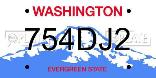 754DJ2 Washington License Plate