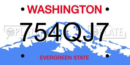 754QJ7 Washington License Plate