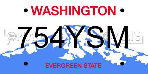 754YSM Washington License Plate