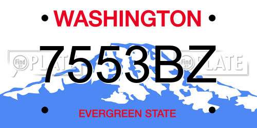 7553BZ Washington License Plate