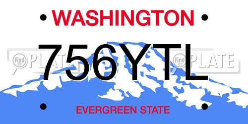 756YTL Washington License Plate