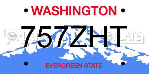 757ZHT Washington License Plate