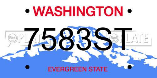 7583ST Washington License Plate