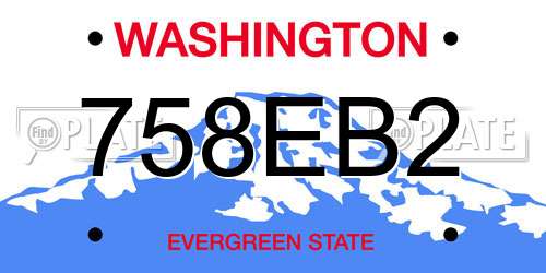 758EB2 Washington License Plate