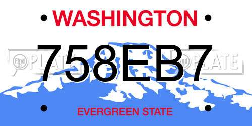 758EB7 Washington License Plate