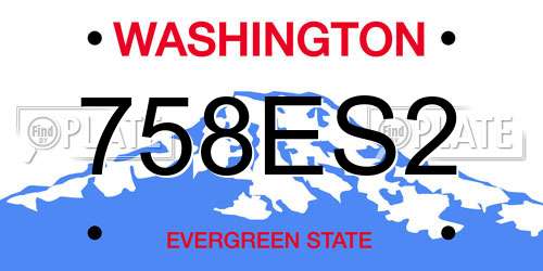 758ES2 Washington License Plate
