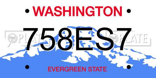 758ES7 Washington License Plate
