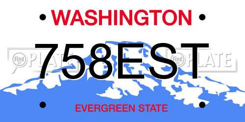 758EST Washington License Plate