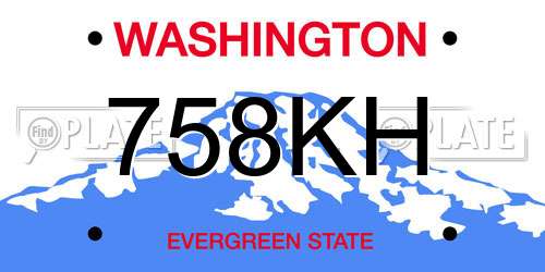 758KH Washington License Plate