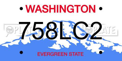758LC2 Washington License Plate