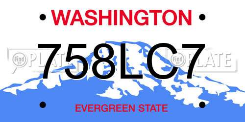 758LC7 Washington License Plate