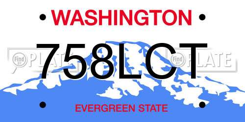 758LCT Washington License Plate