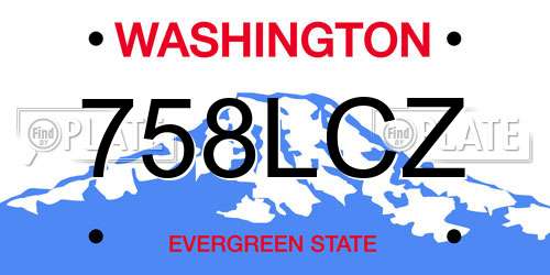 758LCZ Washington License Plate