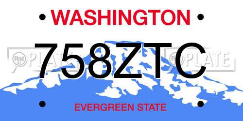 758ZTC Washington License Plate