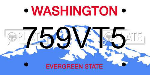 759VT5 Washington License Plate