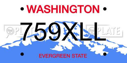 759XLL Washington License Plate