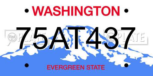 75AT437 Washington License Plate