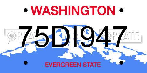 75DI947 Washington License Plate