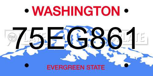 75EG861 Washington License Plate