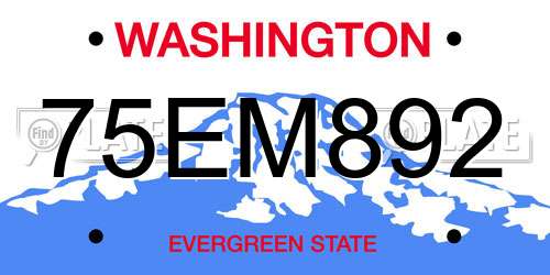 75EM892 Washington License Plate