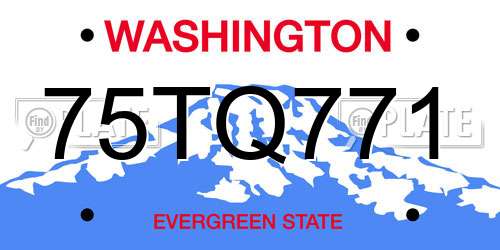 75TQ771 Washington License Plate