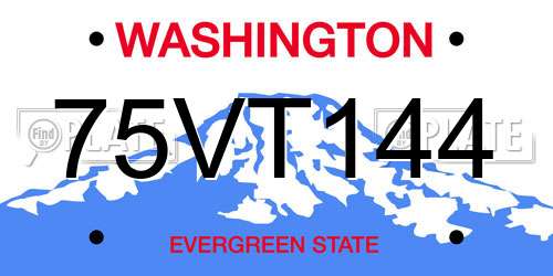 75VT144 Washington License Plate