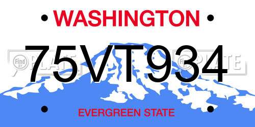 75VT934 Washington License Plate