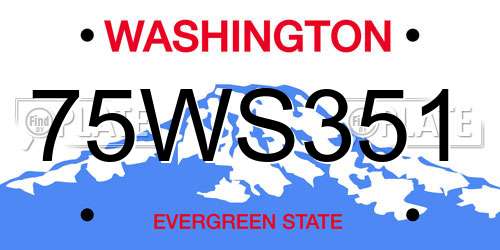 75WS351 Washington License Plate
