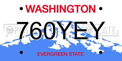 760YEY Washington License Plate