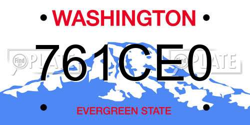 761CE0 Washington License Plate