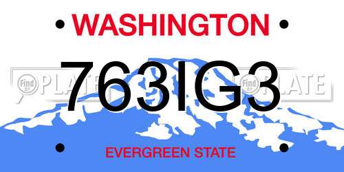 763IG3 Washington License Plate