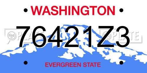 76421Z3 Washington License Plate