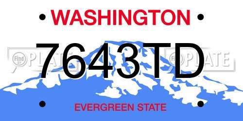7643TD Washington License Plate
