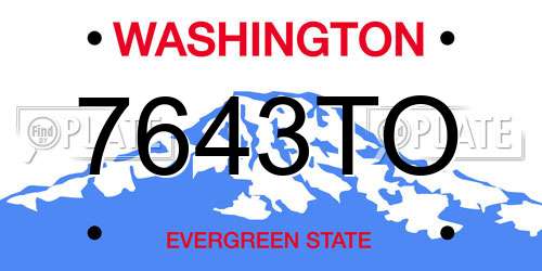 7643TO Washington License Plate