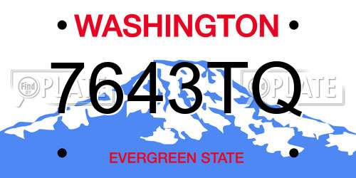 7643TQ Washington License Plate