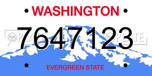 7647123 Washington License Plate