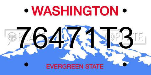 76471T3 Washington License Plate