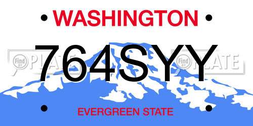 764SYY Washington License Plate