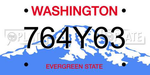 764Y63 Washington License Plate